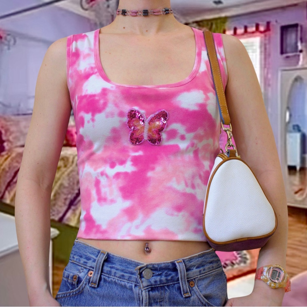 Vintage Y2k Tie Dye Butterfly Tank Top